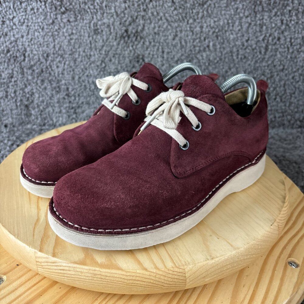 Samuel Hubbard Derby Mens 7.5 Red Suede Vibram Oxford Shoes Made in Portugal - Picture 2 of 11